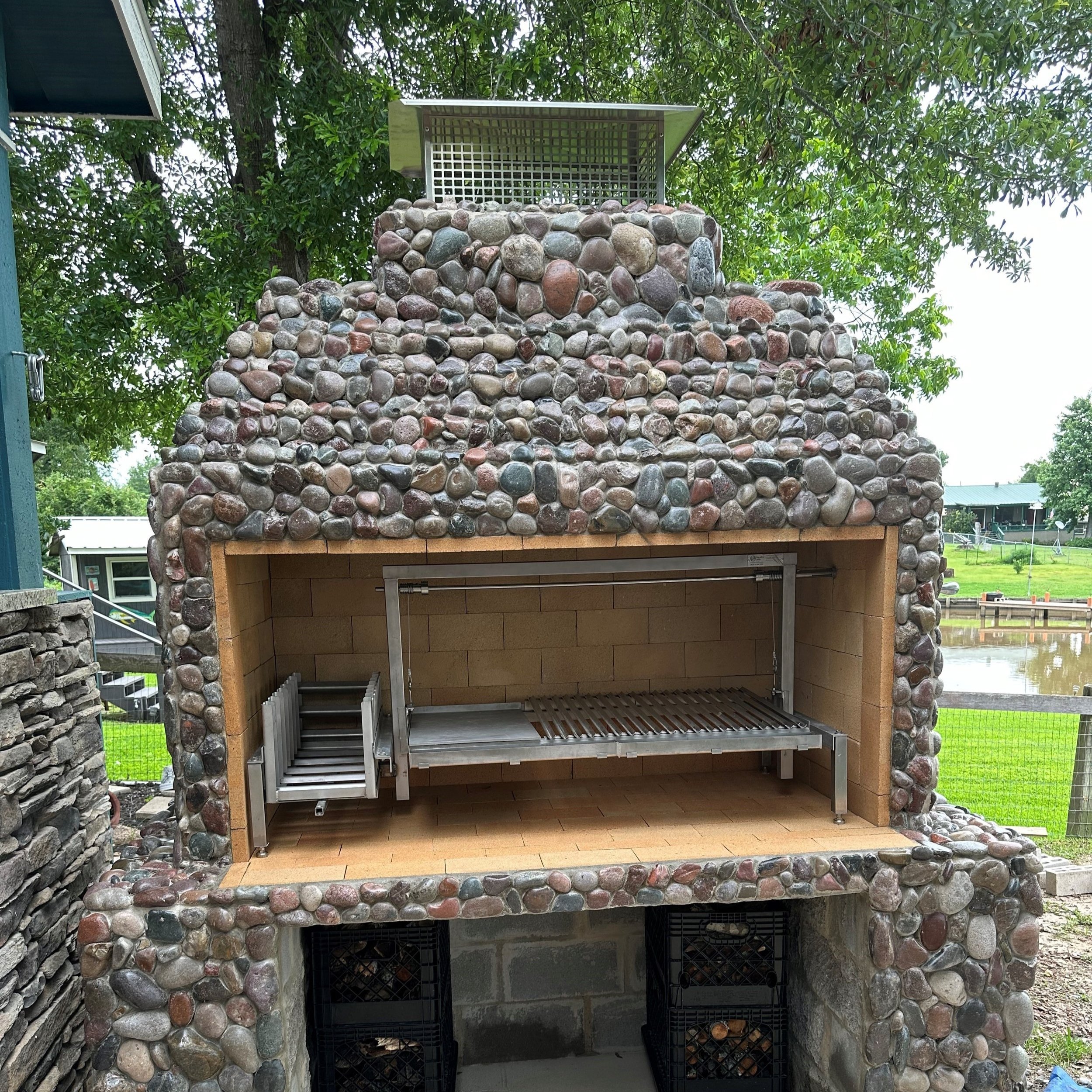 Wood-Fired Grill in an enclosed fireplace setting