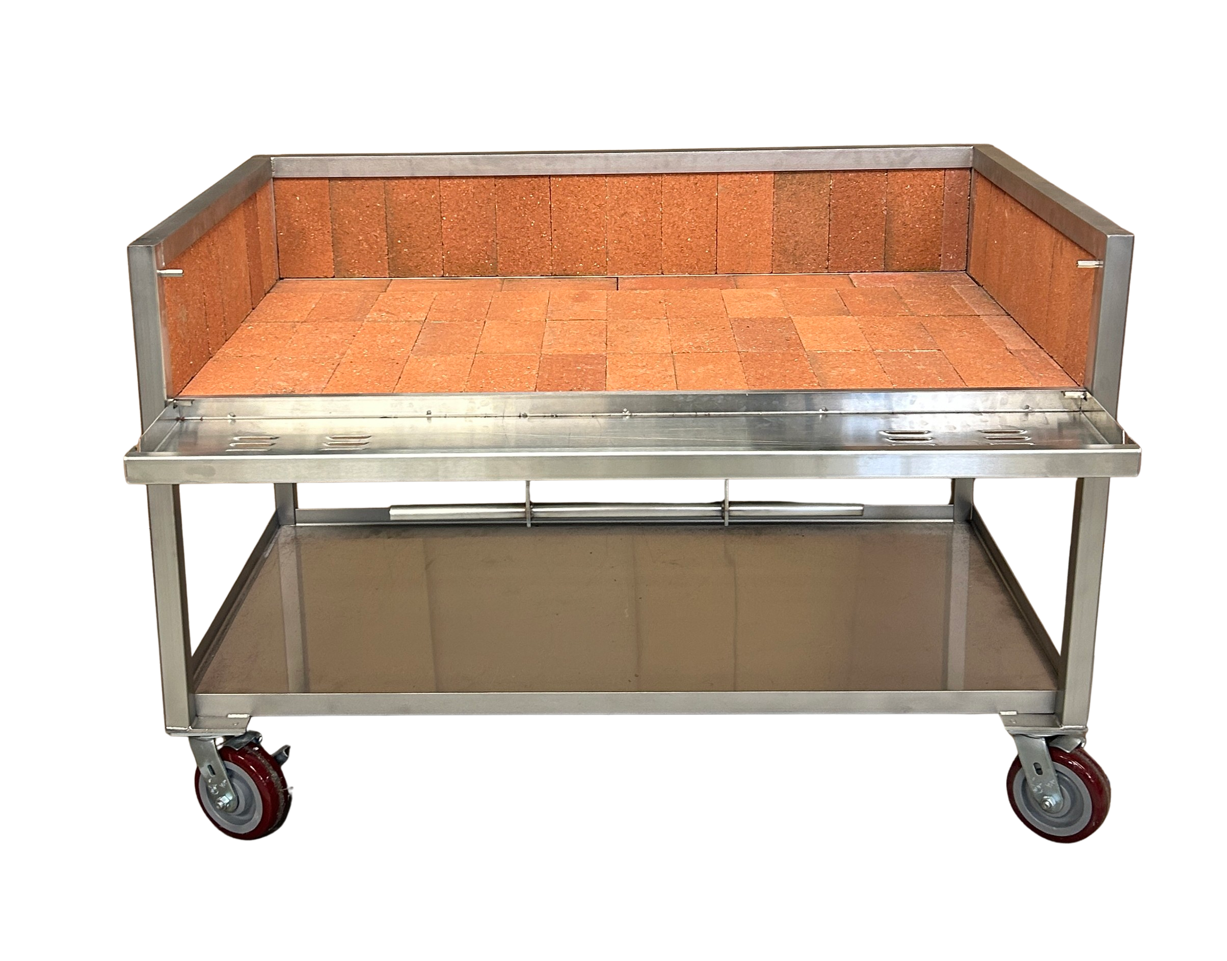 Fire Cart with front door open exposing red fire brick