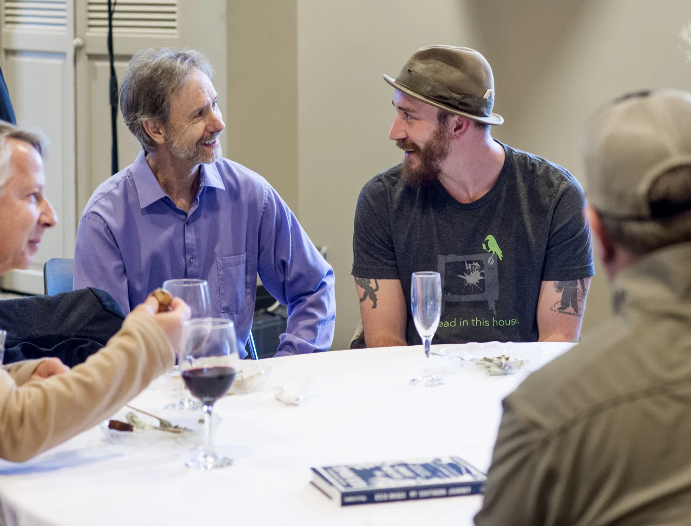 David Joy sits with mentor and friend Ron Rash. Photo by Ashley Evans
