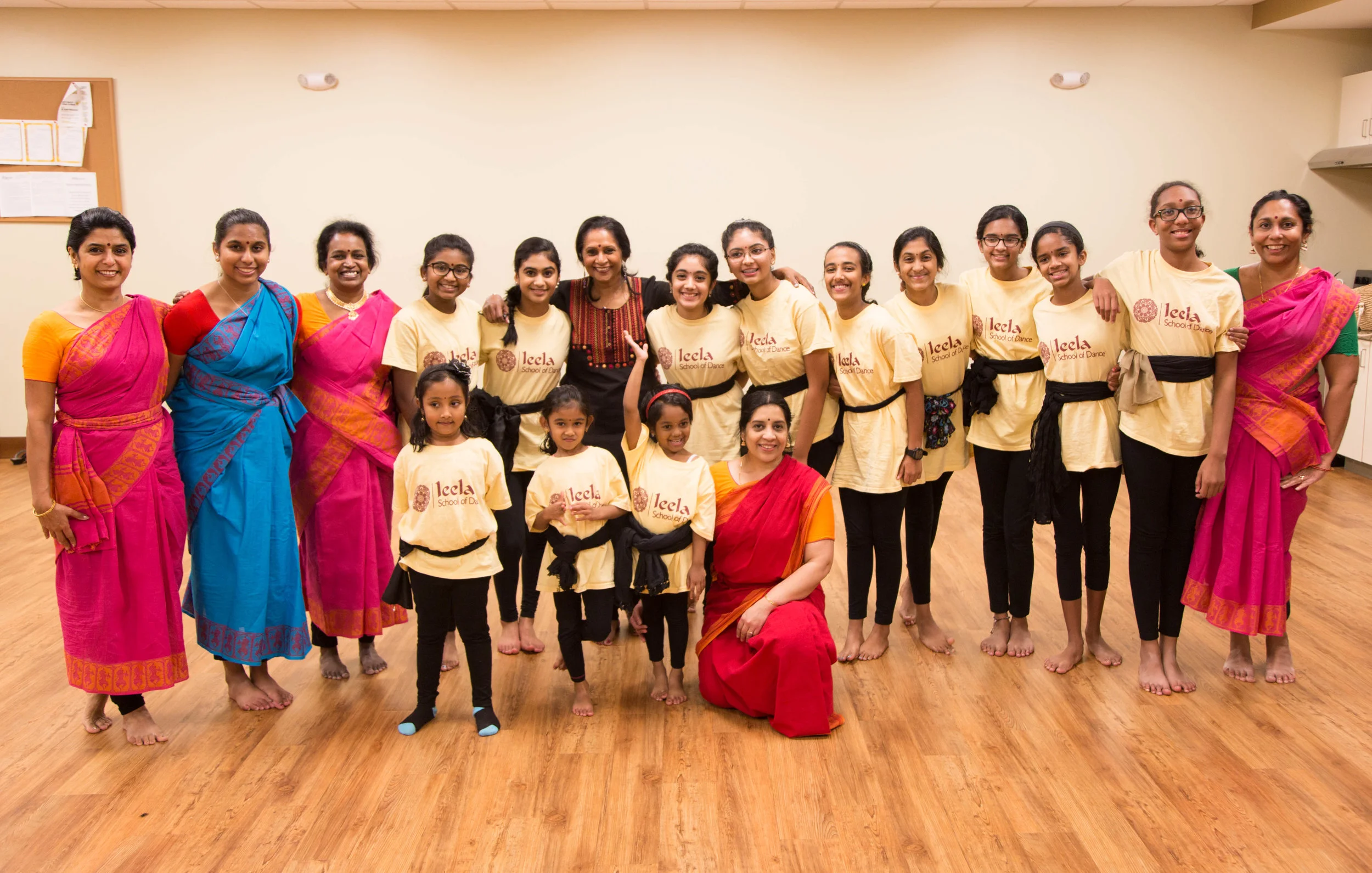 Asha Bala pictured with her students at the Leela School of Dance in Cary.