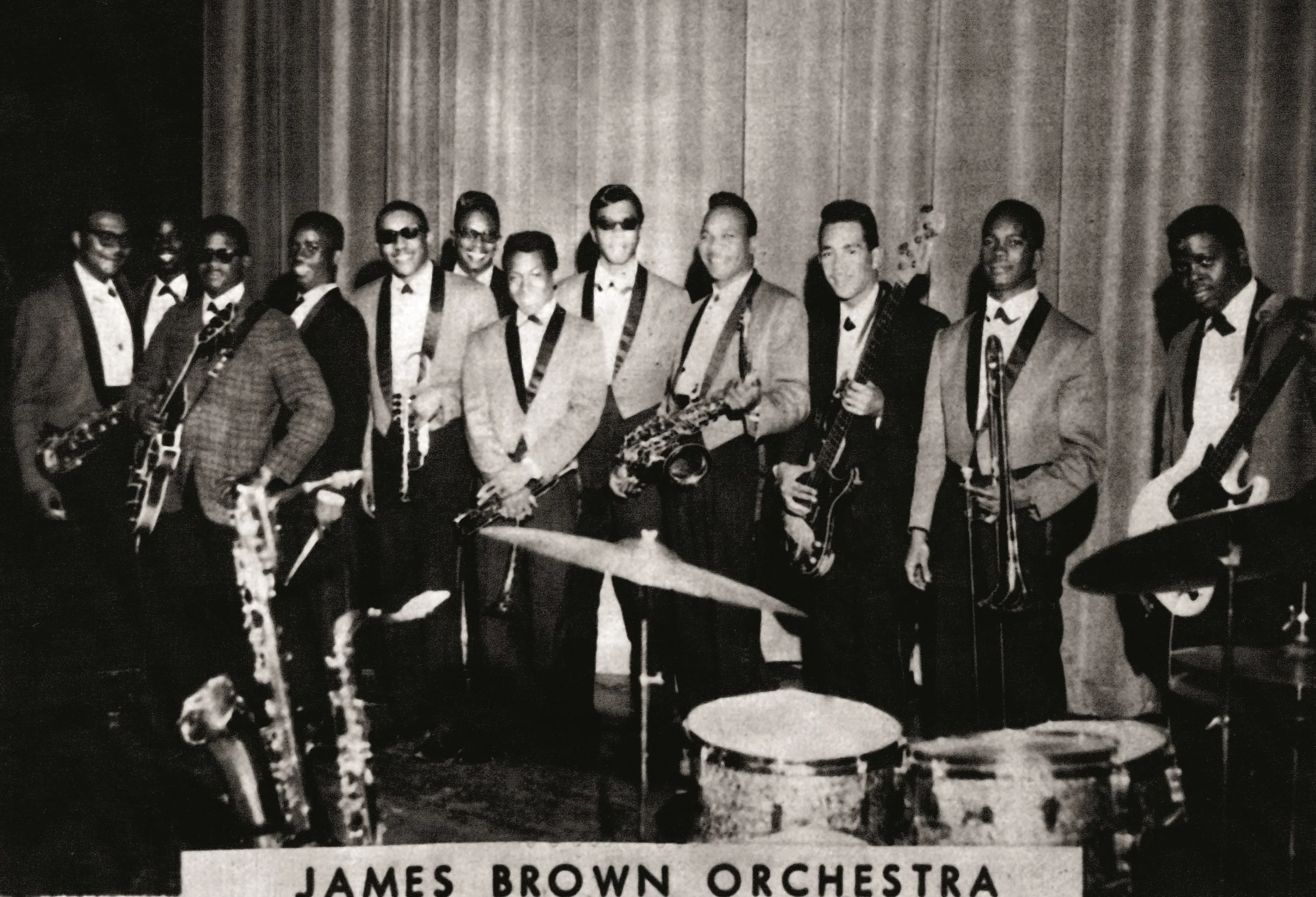 Dick Knight pictured with the James Brown Band