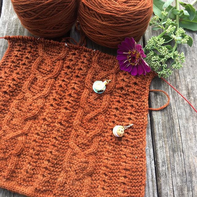 Last year I was working on the back of my pumpkin ale cardigan by @ysolda hoping to finish it up quickly so I can start another sweater! .
Stitch markers are from @littlebittydelights 
Yarn is @missbabsyarns .
#pumpkinalecardigan #fallknitting #fallk