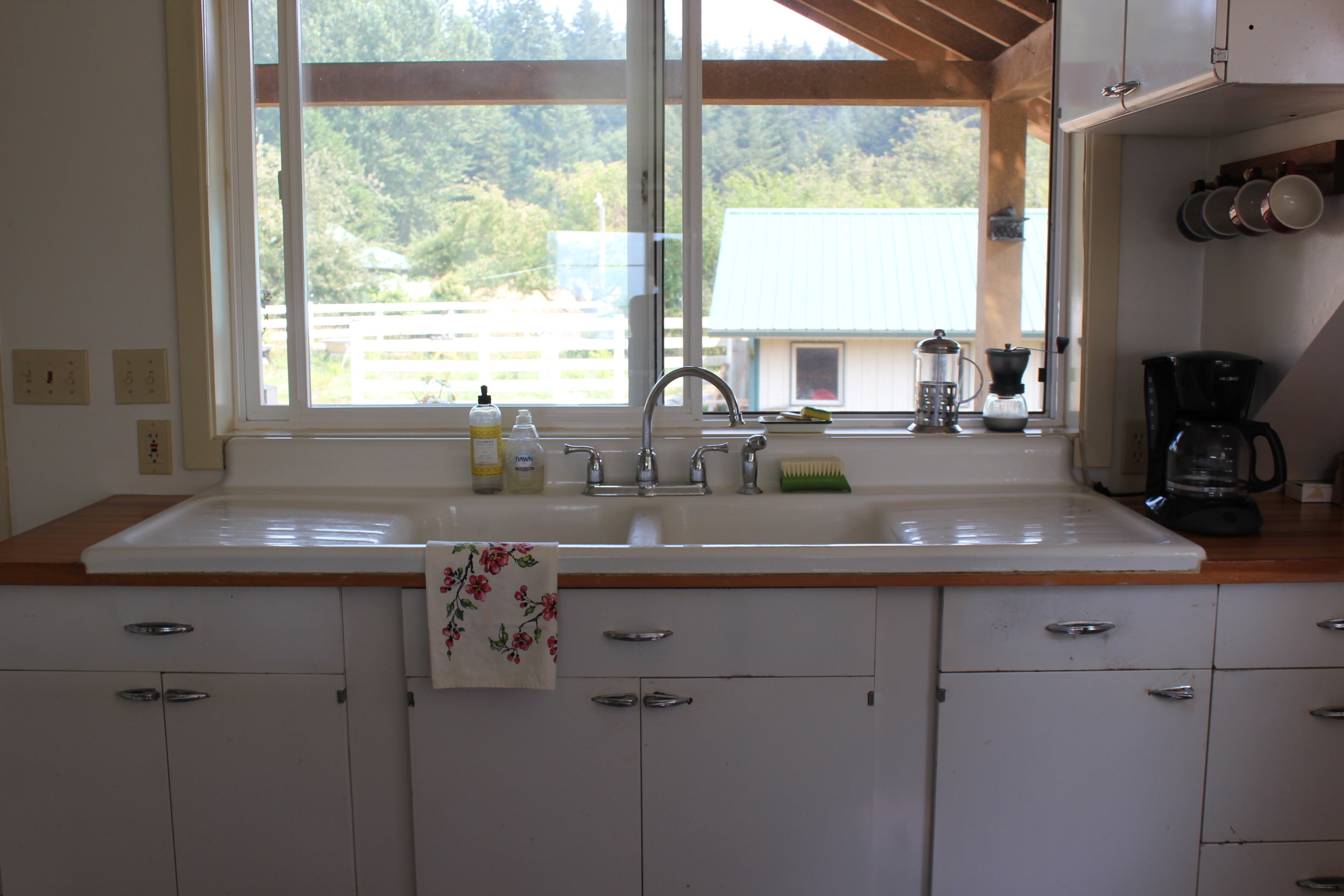 vintage kitchen details overlooking farm at plum nelli farm washington.JPG