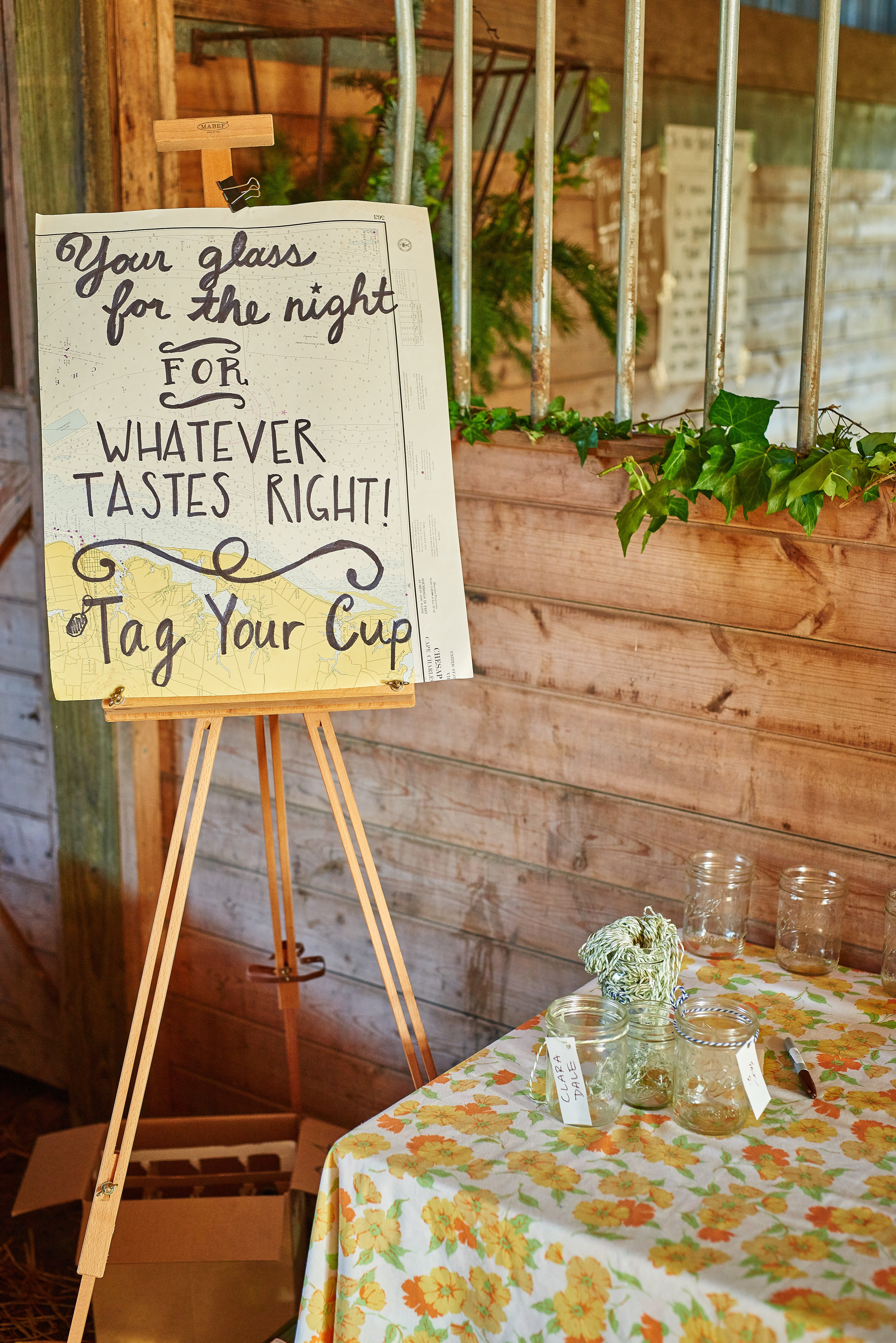 your glass for the night for whatever feels right farm wedding sign at plum nelli.jpg