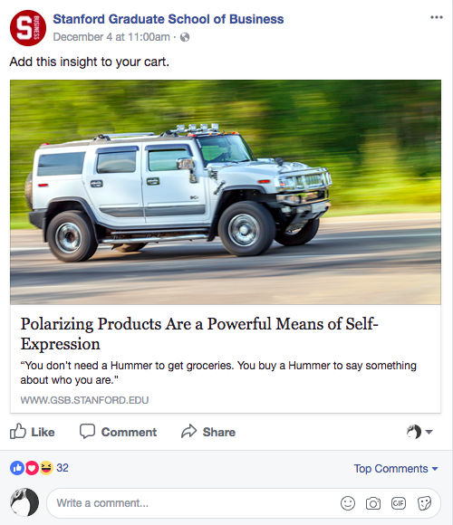 Organic social for Stanford GSB's Insights site.