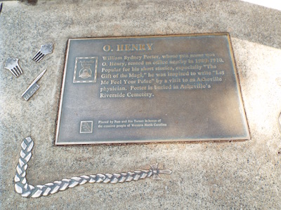 Plaque on the Urban Trail on Patton Avenue commemorating O. Henry