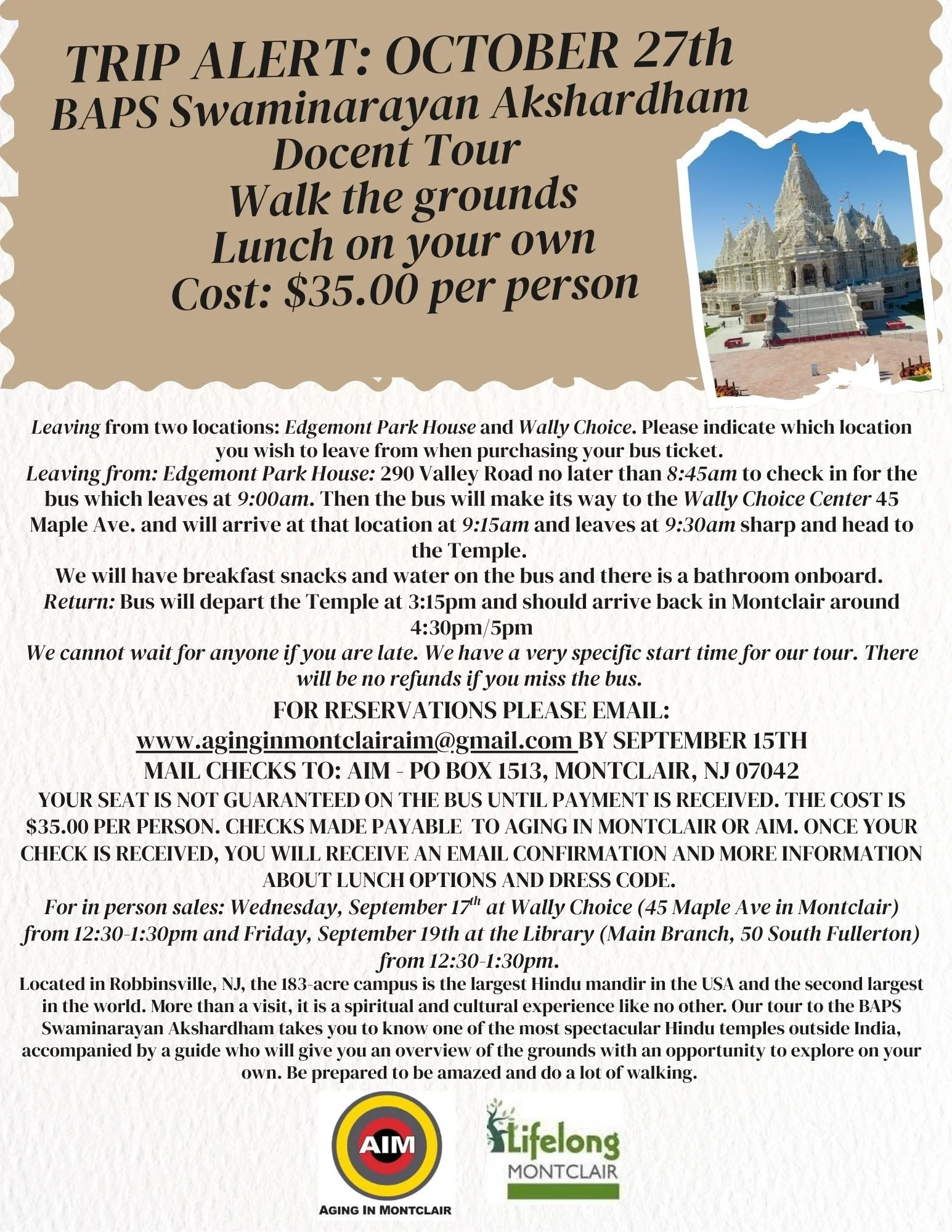 Trip Alert - BAPS Docent Tour 