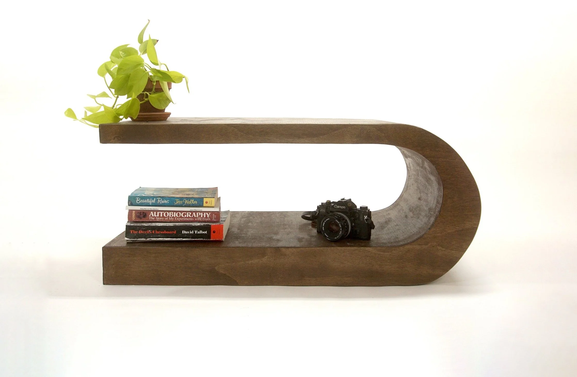 Long Crescent Coffee Table, Half Moon Shaped Curved Coffee Table - Walnut