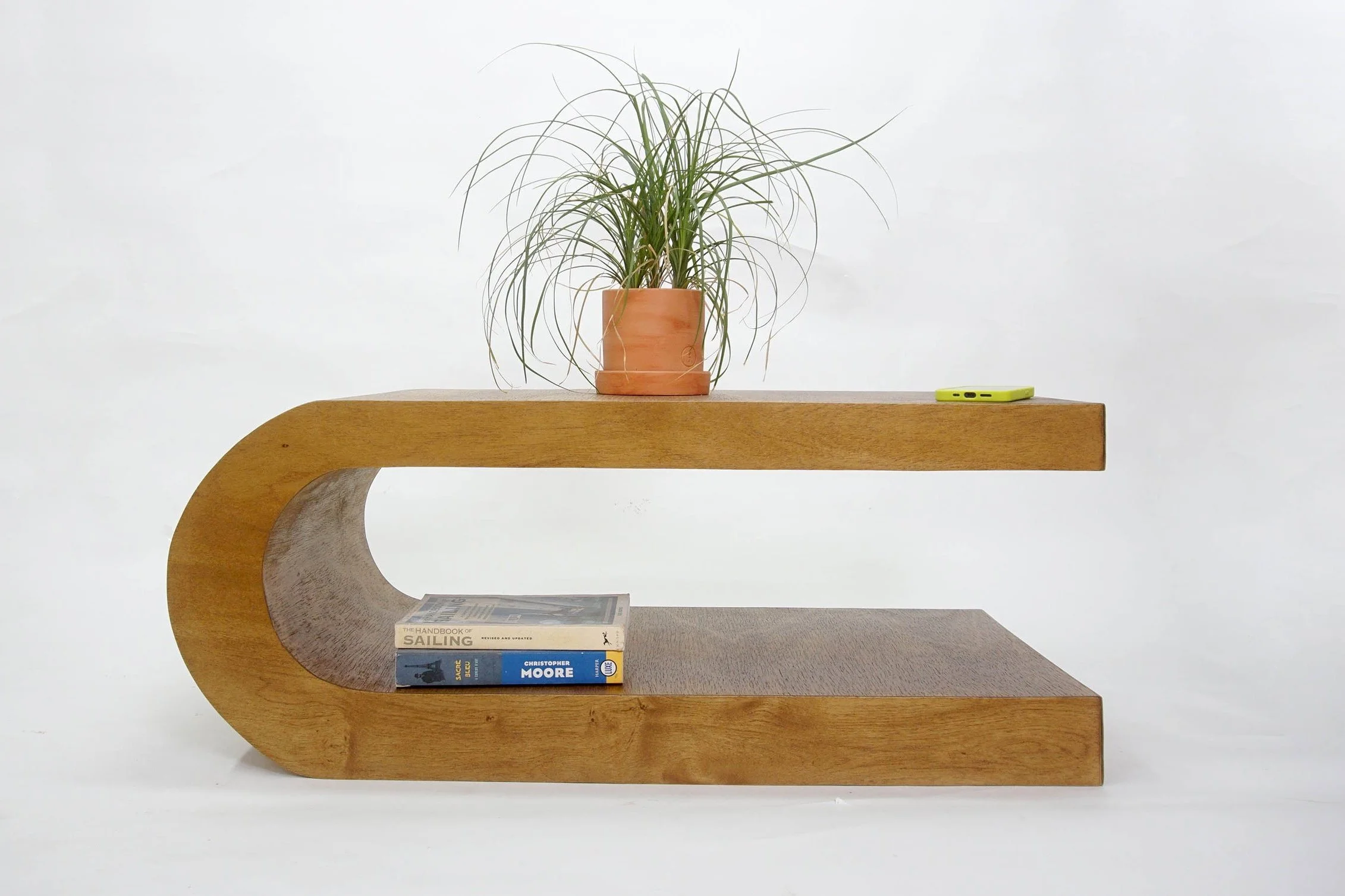 Long Crescent Coffee Table, Half Moon Shaped Curved Coffee Table - Gold Oak