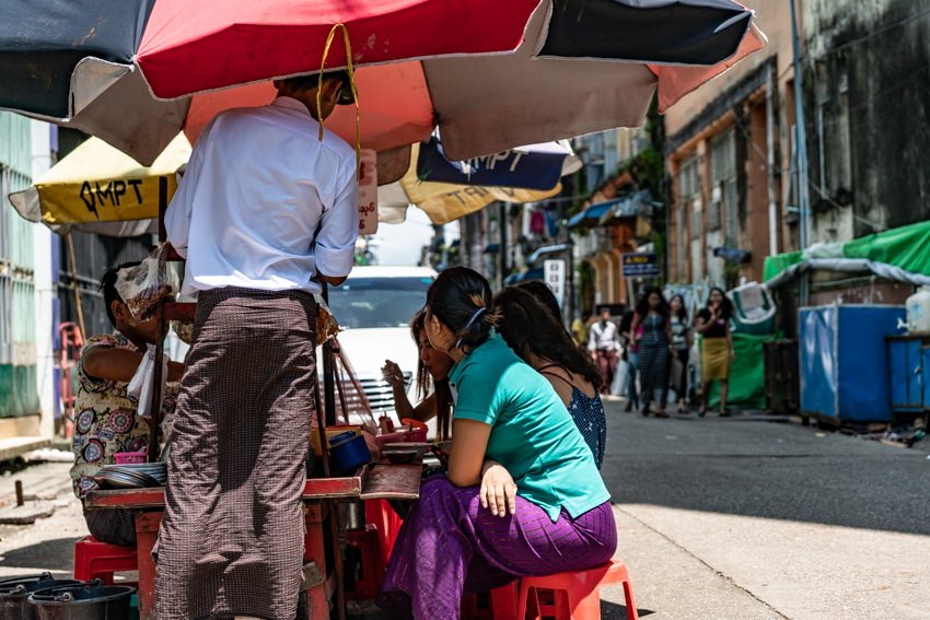 Food stalls in Yangon