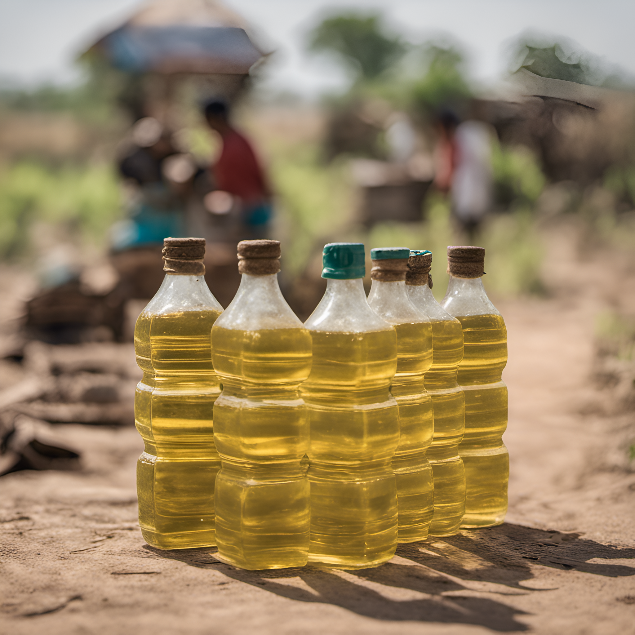 Cooking oil for displaced villagers