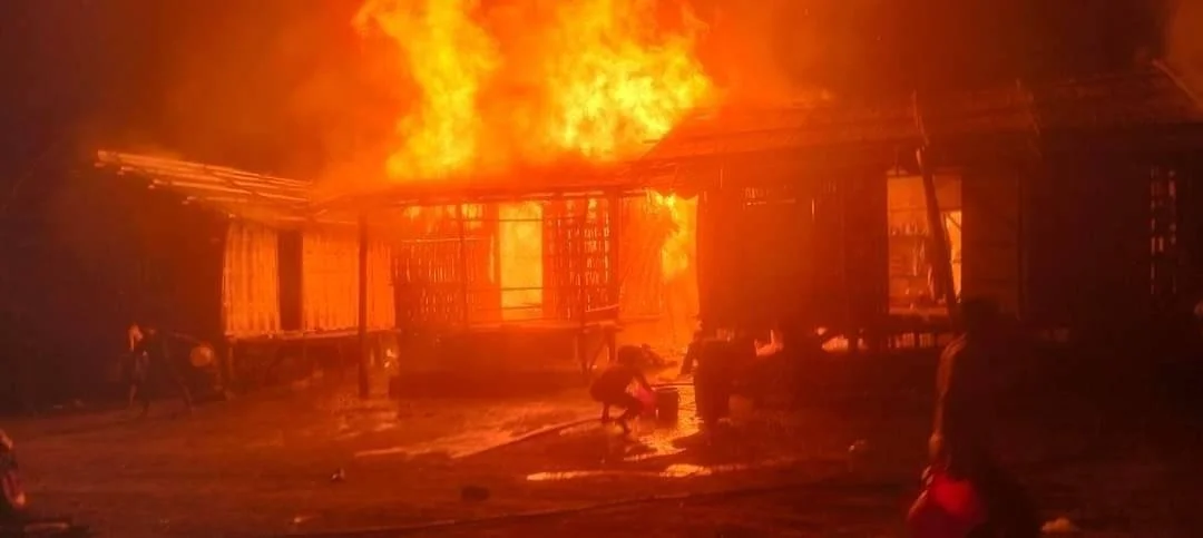 A Fire in the Sihhmui Refugee camp