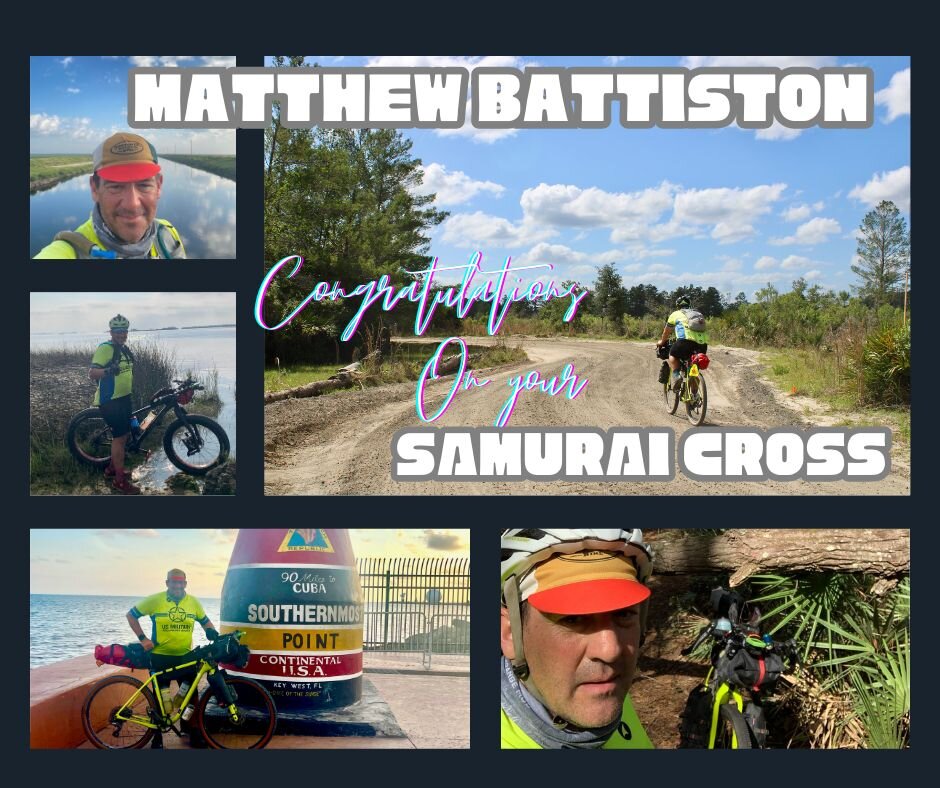 Today I want to take a moment to Induct the 30th Member of the Samurai Cross Matthew Battiston

Matt Battiston has shown incredible feats of endurance and has completed all the necessary routes required to complete the Florida Triple Crown his result