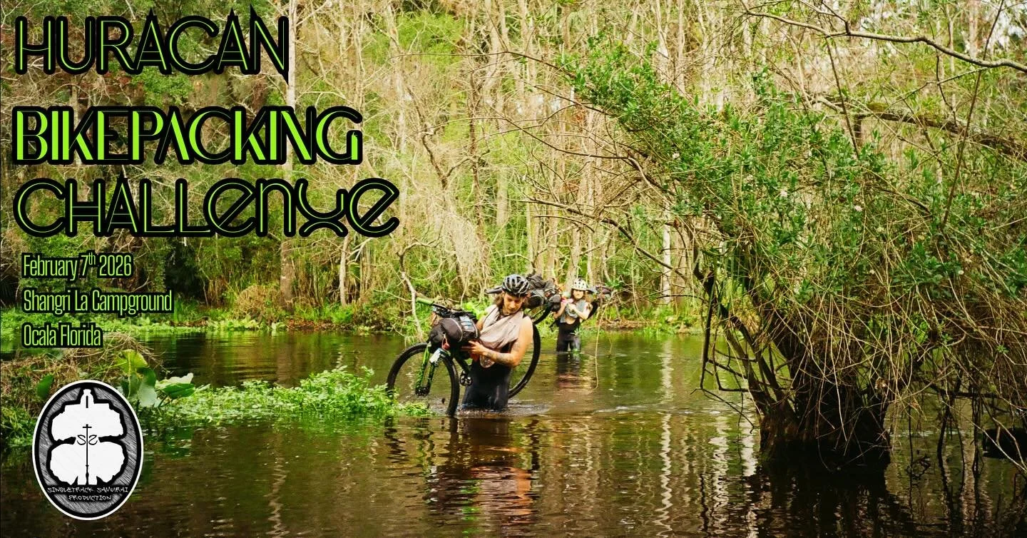 The 16th Running of the HuRaCaN Bikepacking Challenge Kick-off event is scheduled for February 7th, 2026.  Registration will go live on Labor Day, September 1st, at 11 a.m.  Route info will be final and released to all folks who purchased it No Later