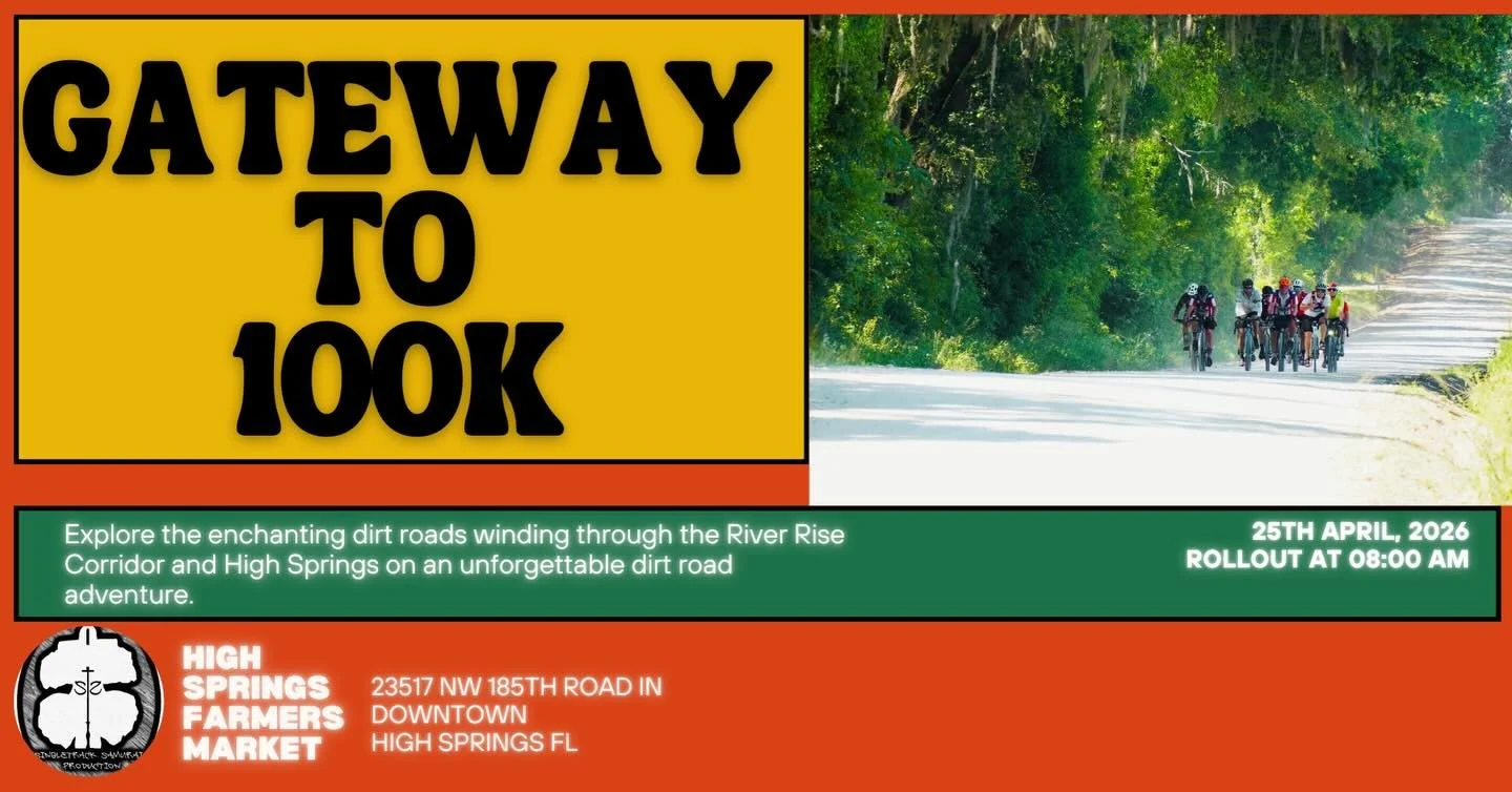 Join us April 25th in High Springs Florida for an incredible Gravel Ride on the River Rise Corridor.

✅Three Route options
✅Night before/after Camping available
✅Fully Stoked SAG Stop with Bomb Pops 
✅Amazing gravel
✅TONS OF FUN.

Hit the Bio for a r
