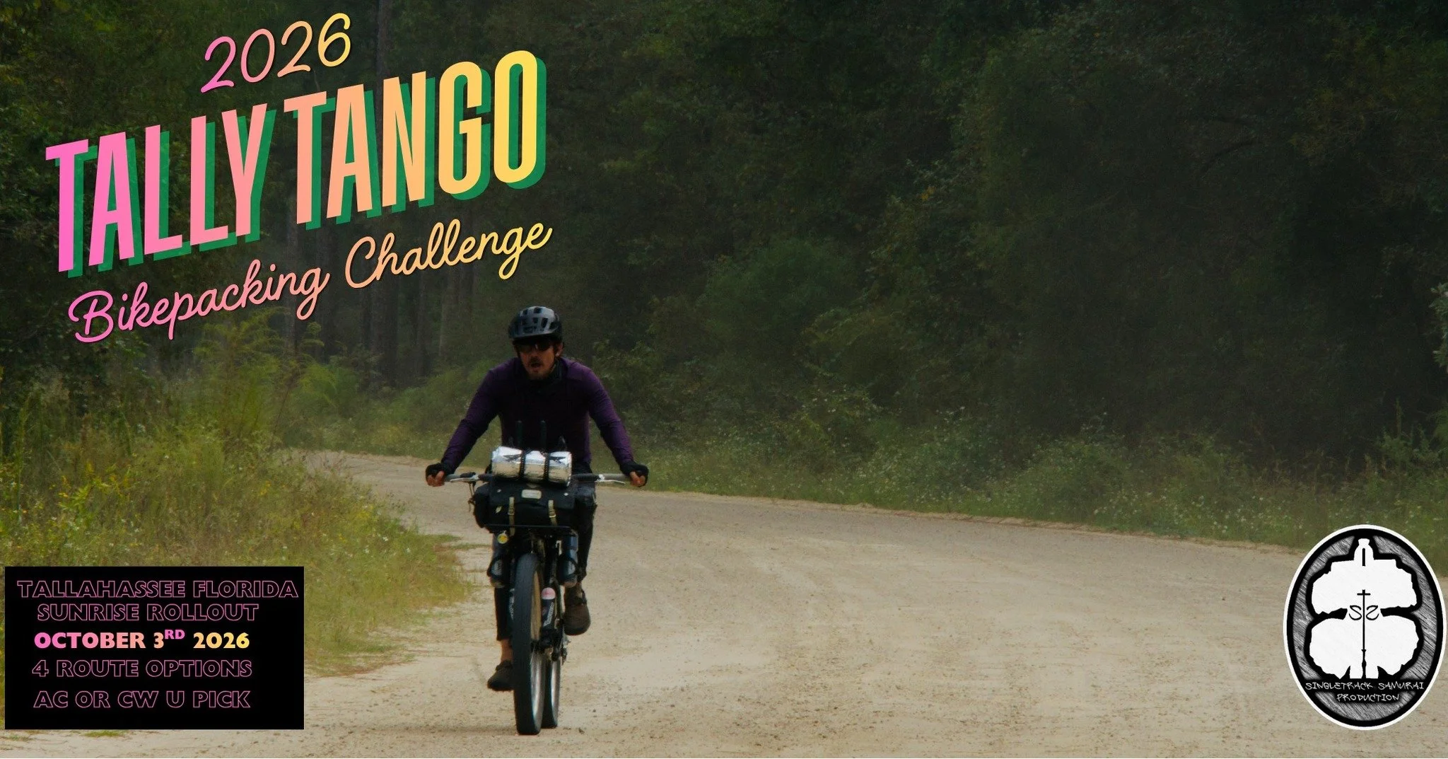 The first event of the 2025-2026 Florida Bikepacking Season is LIVE! The 2026 Tally Tango Bikepacking Challenge will roll out at Sunrise on October 3rd!

Find a link to register in the bio or head over to Singletrack samurai dot com>events>Tall