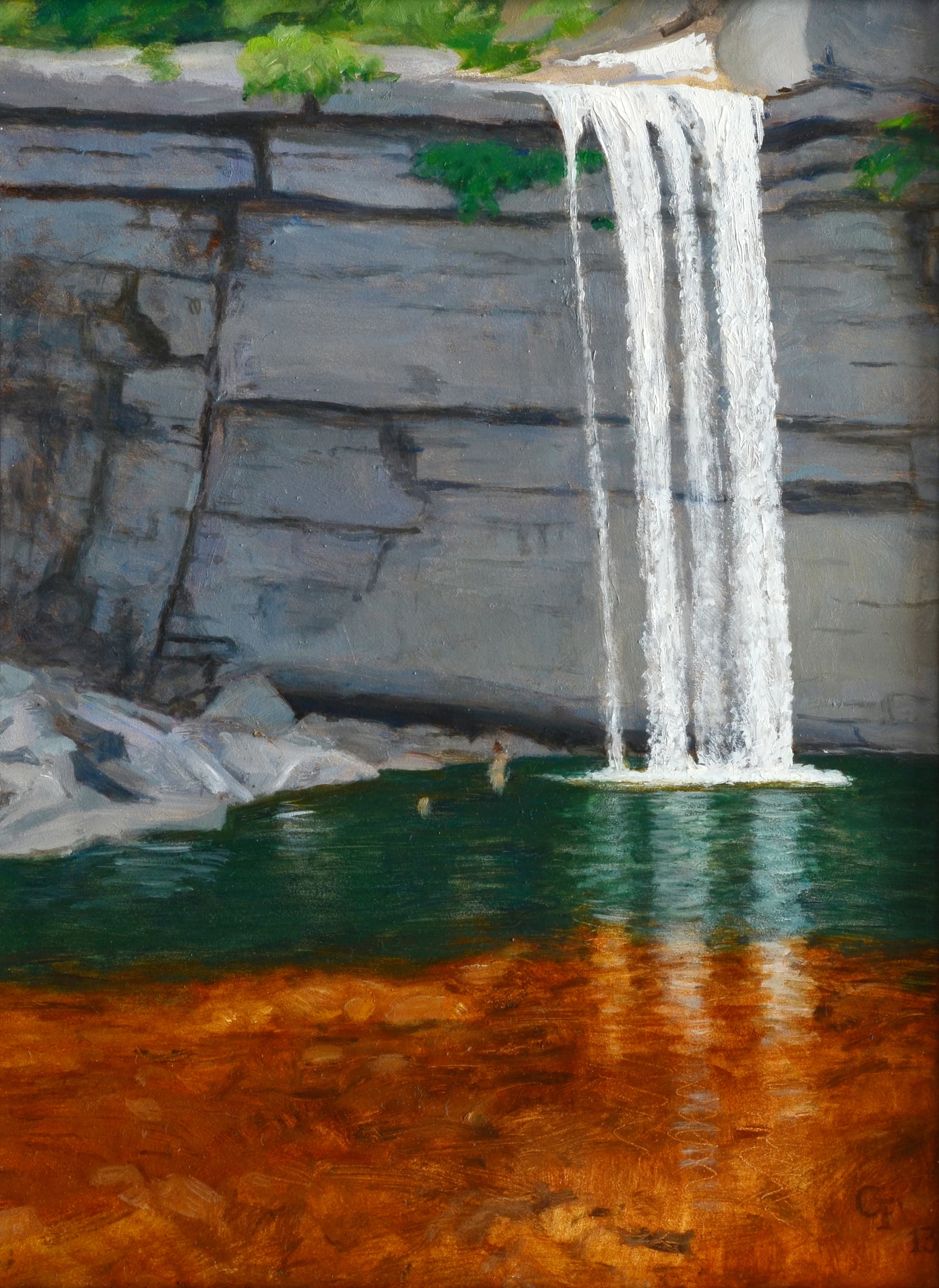Awosting Falls, oil on panel, 12" x 9"