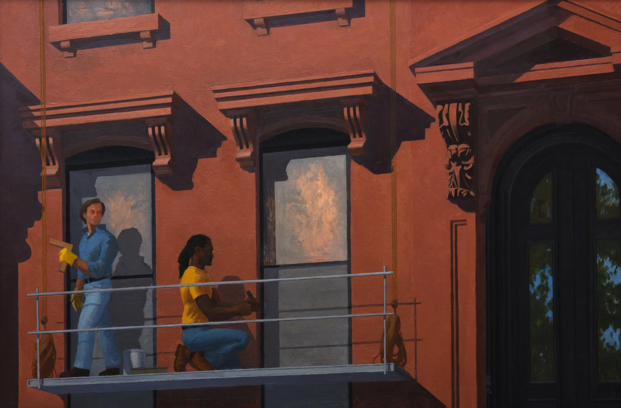Brownstone Renewal, oil on plywood, 24" x 36"