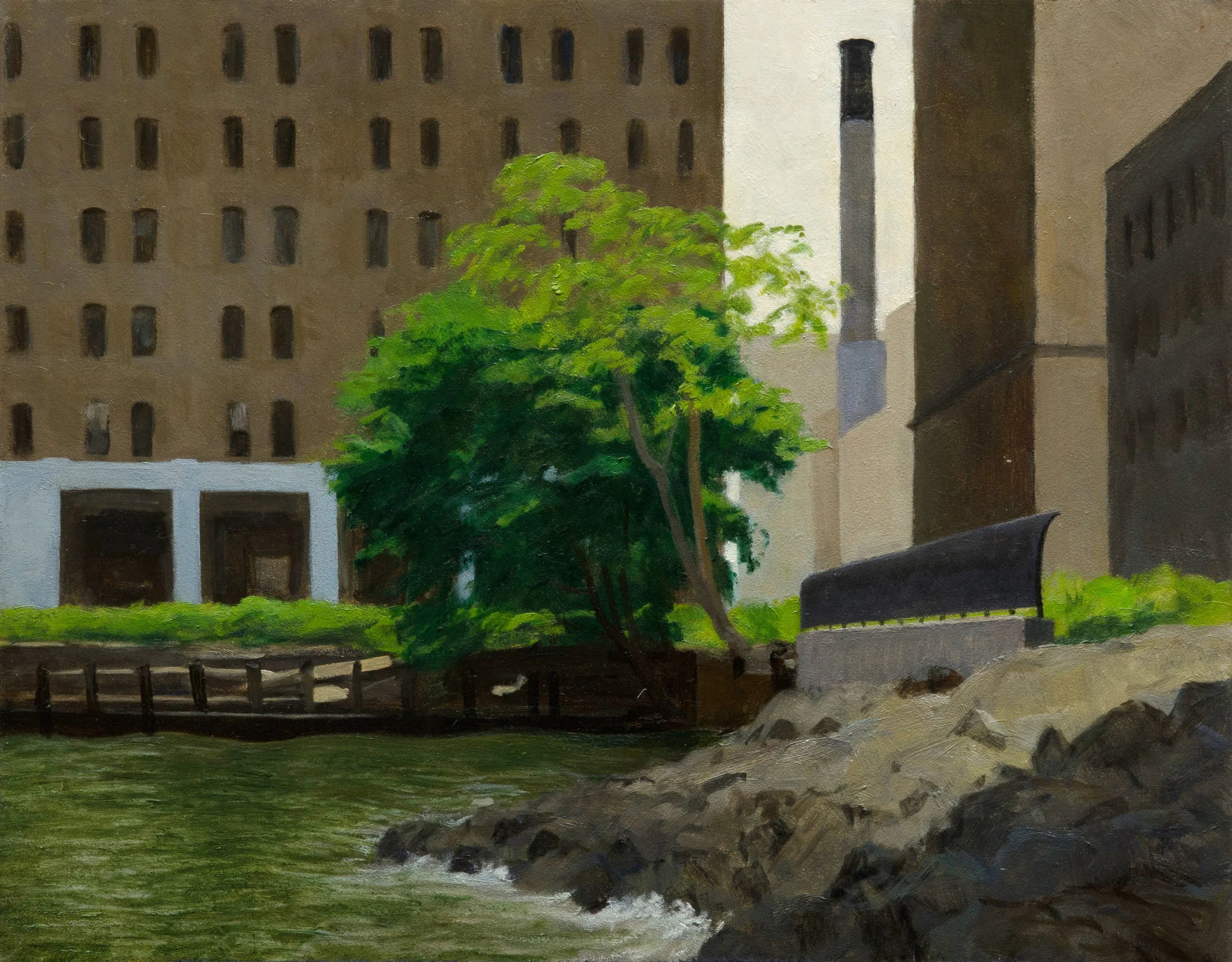 Lagoon and Chimney, o/p, 11" x 14"