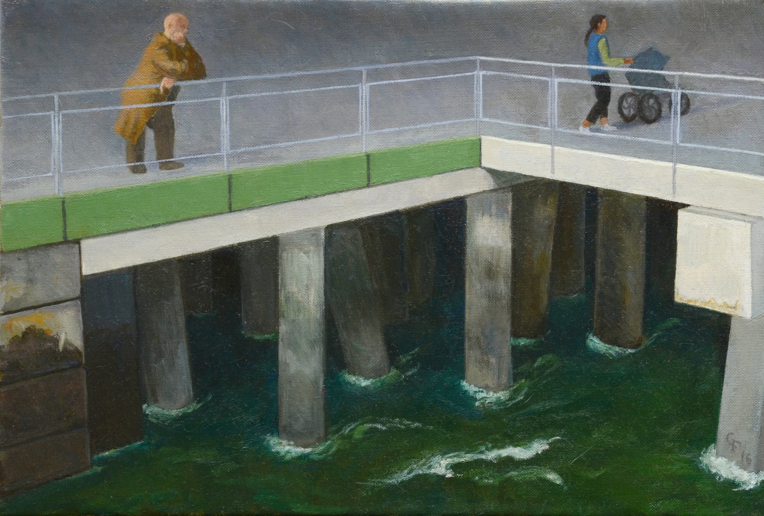 Under Wall Street, oil on canvas, 11" x 16"