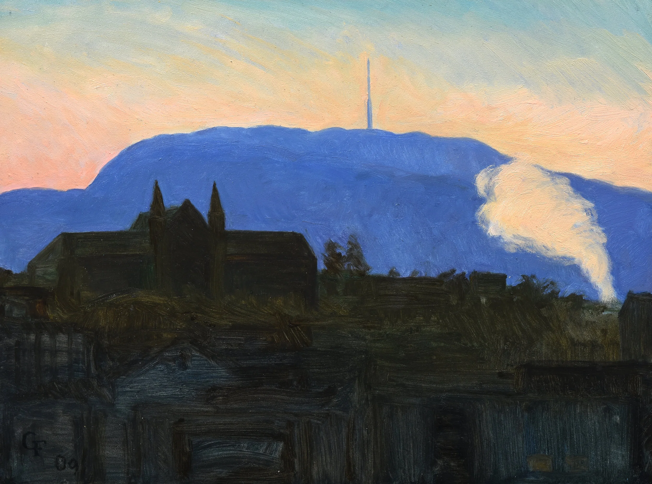 Trondheim Norway, oil on panel, 9" x 12"