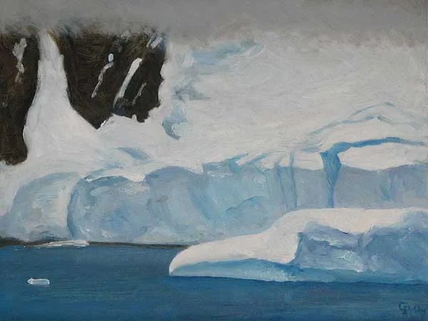 Ice Pleneau Bay, Antarctica, oil on panel, 9" x 12"