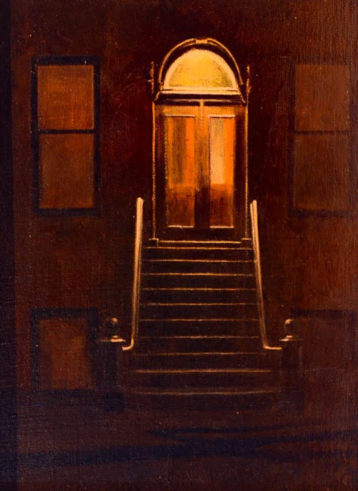 Nocturne Doorway, oil on panel, 12" x 9"