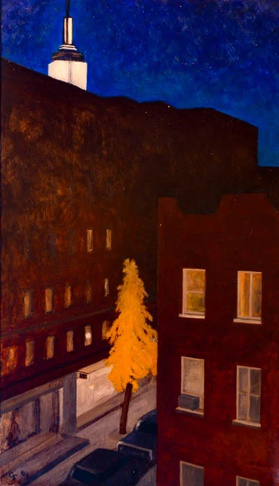 Empire State Building Nocturne, oil on panel, 24" x 14"