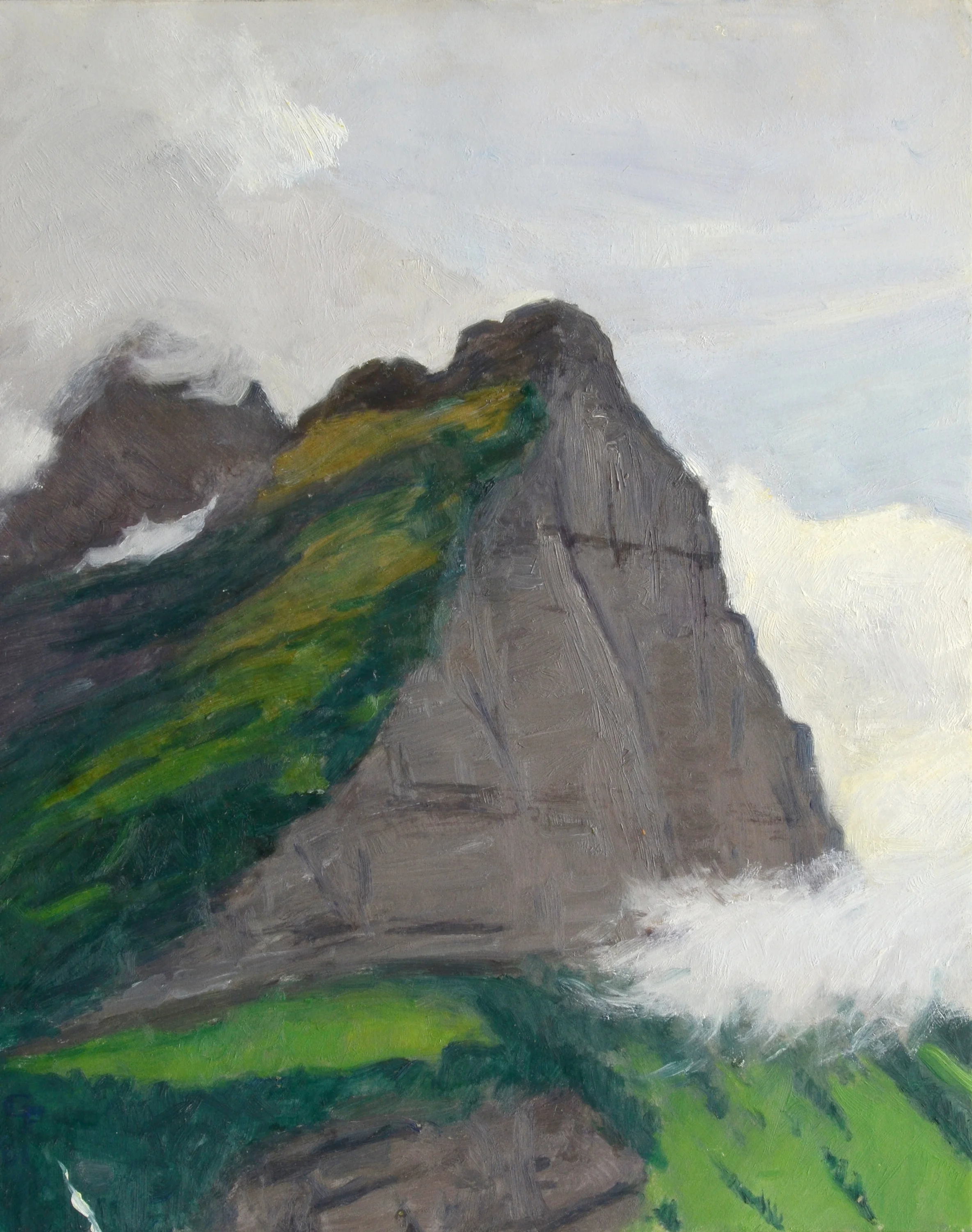Cliffs and Clouds, oil on panel, 10" x 8"