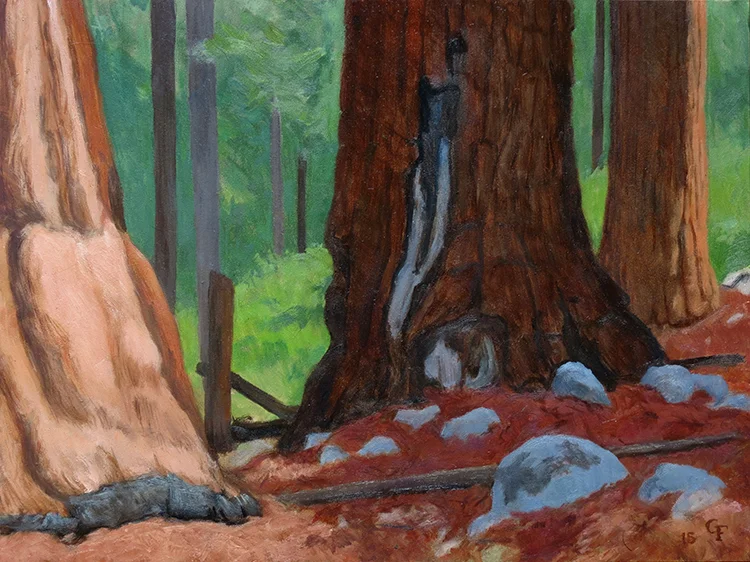 Giant Trees, oil on panel, 9" x 12"
