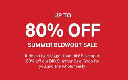 Final clearance! Shop in store and save up to 80% off our BIG Summer Sale. No adjustments on prior purchases. May not be redeemed for cash or cash equivalent and is not transferable. Valid in US only. See sales associate for more details. Valid through August 11, 2017