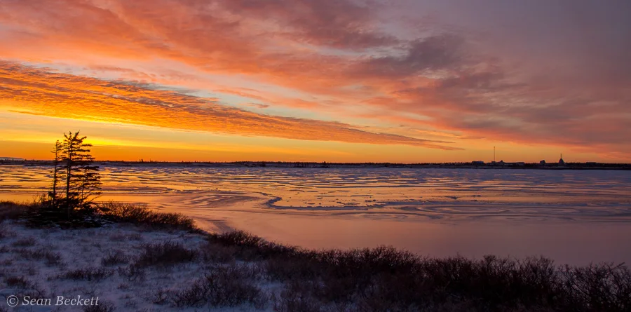 canadian arctic icy sunset