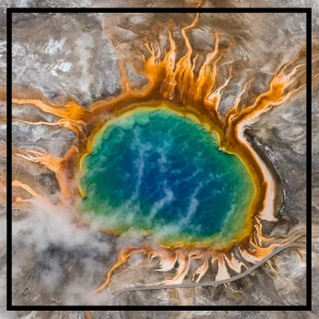 grand prismatic hot spring colorful aerial