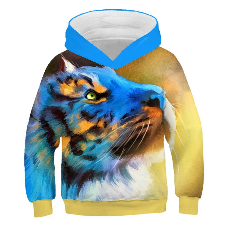 "Baby Blue and Yellow Tigerlet" Junior Hoodie