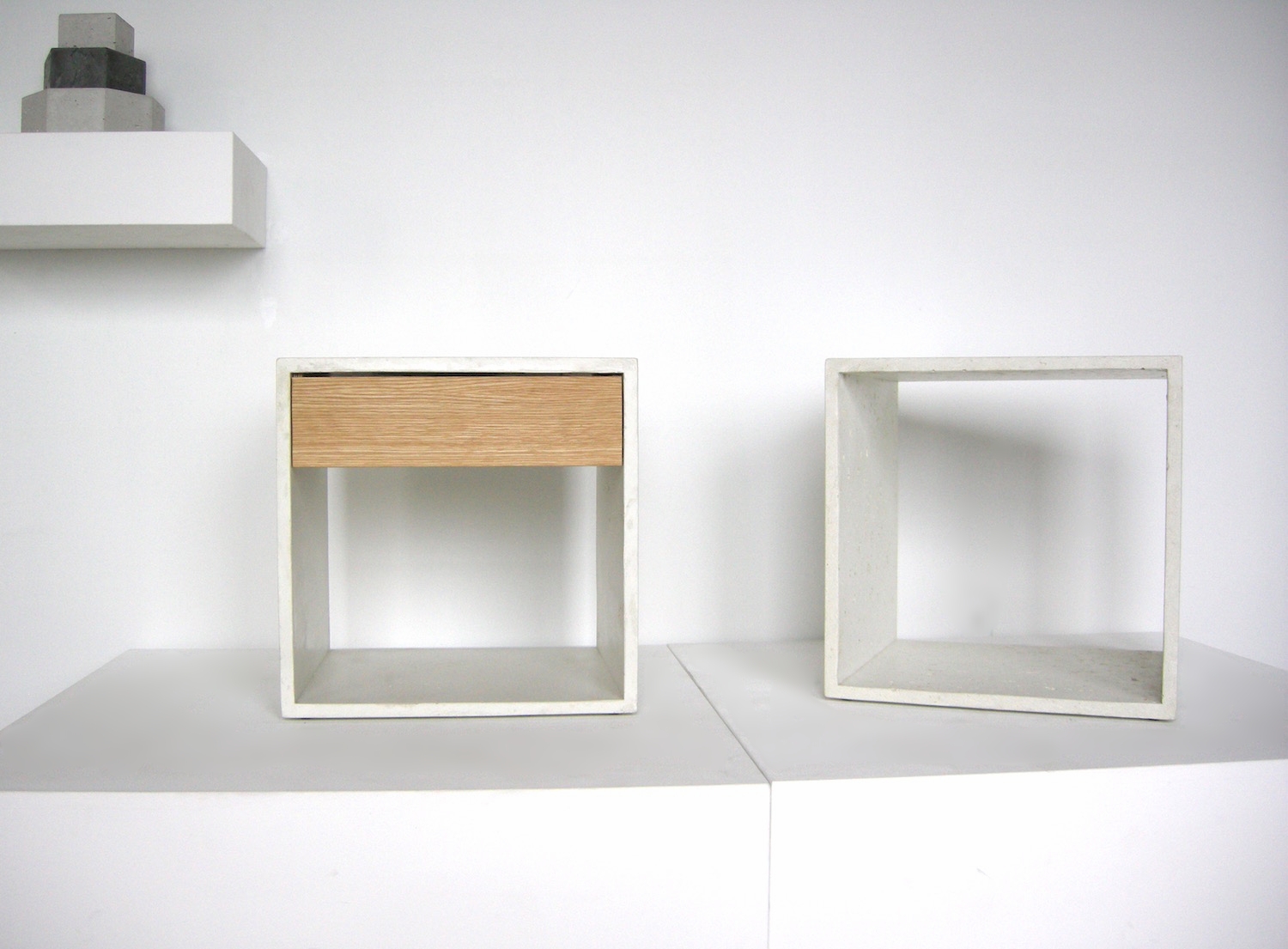 Next Space Concrete Cube Side Table, Cube Lamp Table