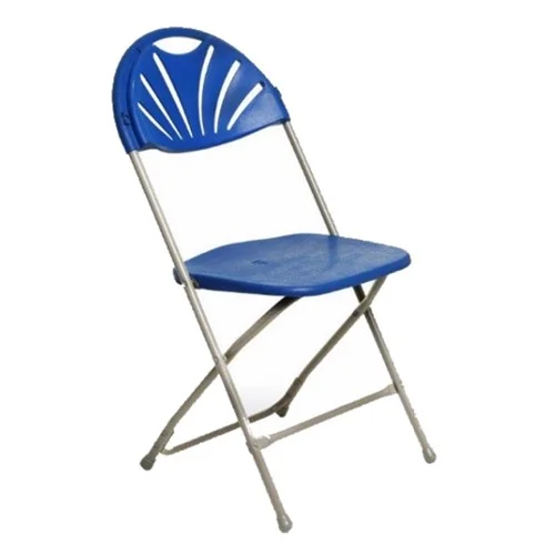 Blue  Fan Back Folding Chair