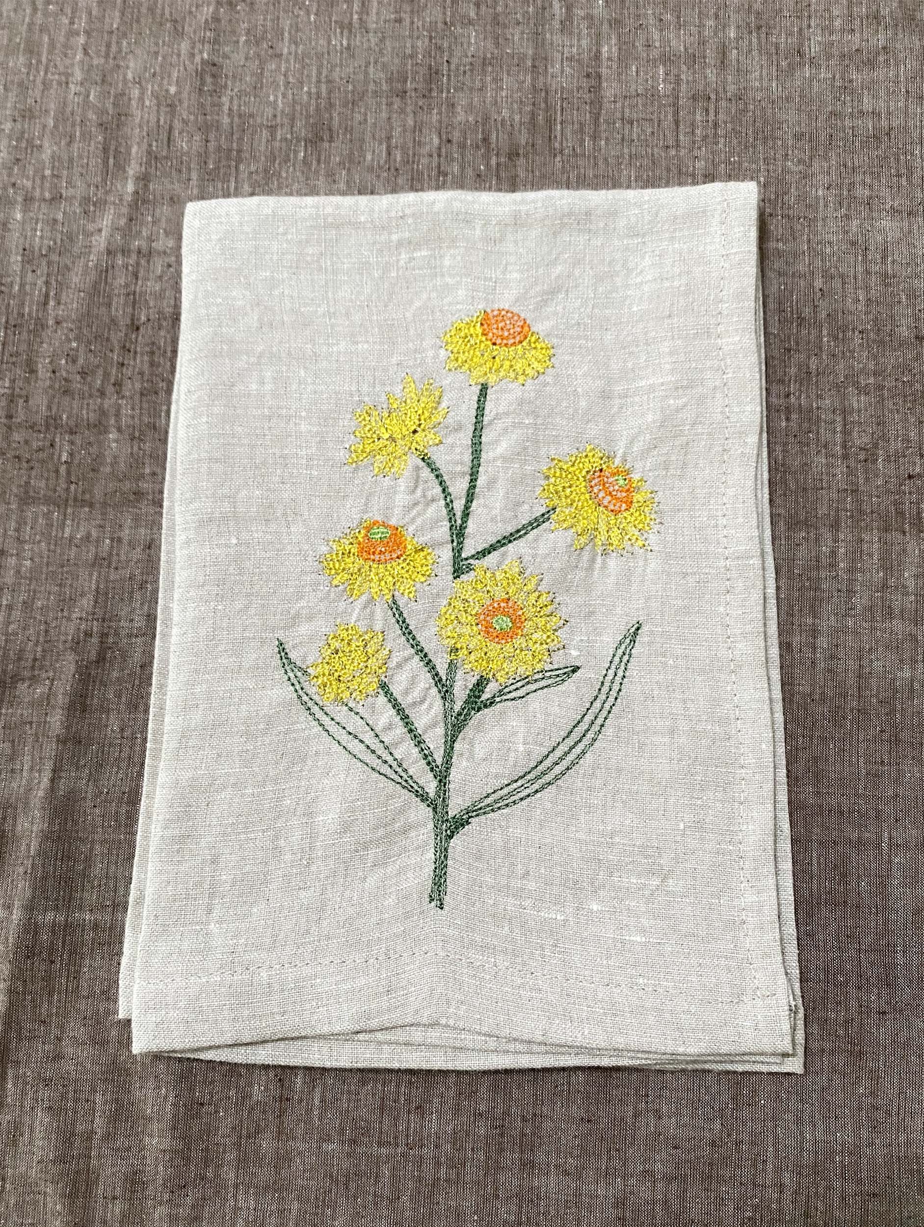 Paper Daisy Embroidered Napkin
