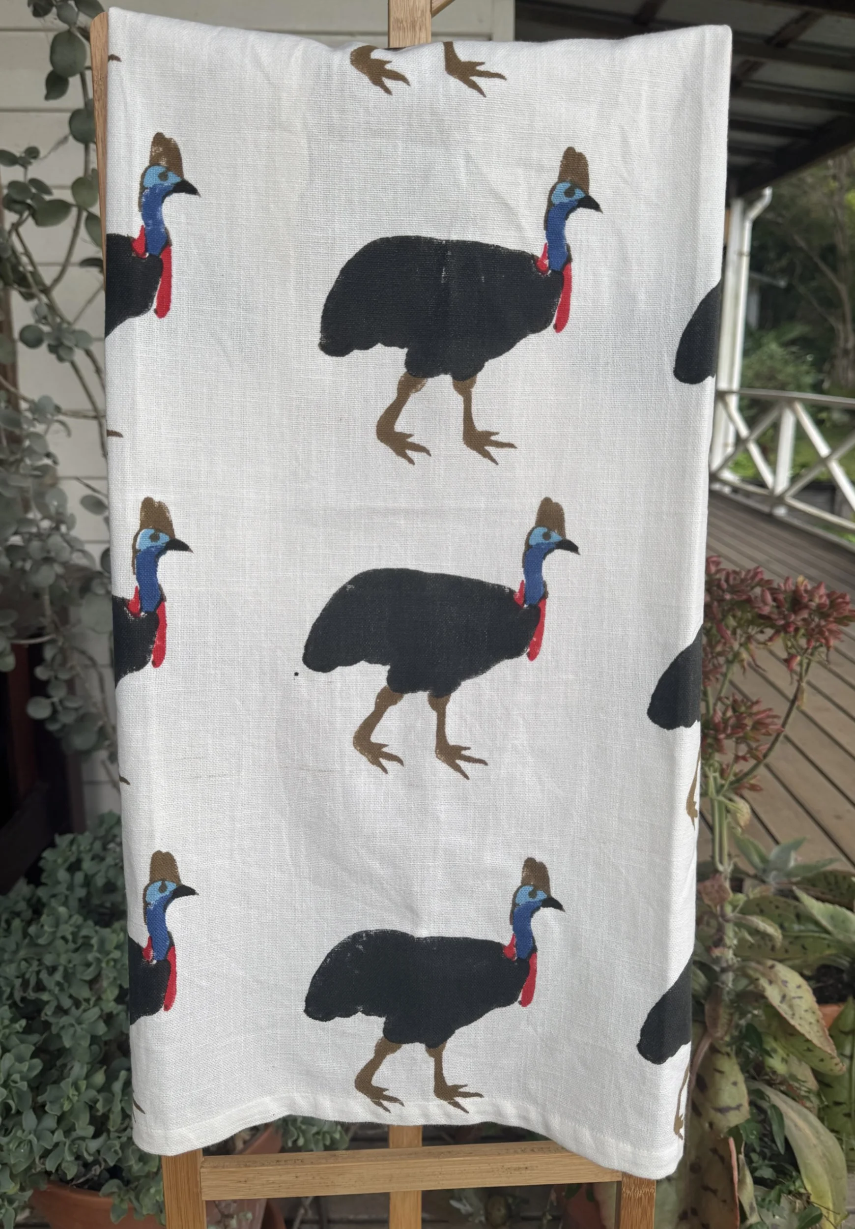 Cassowary  Block Print Tea Towel