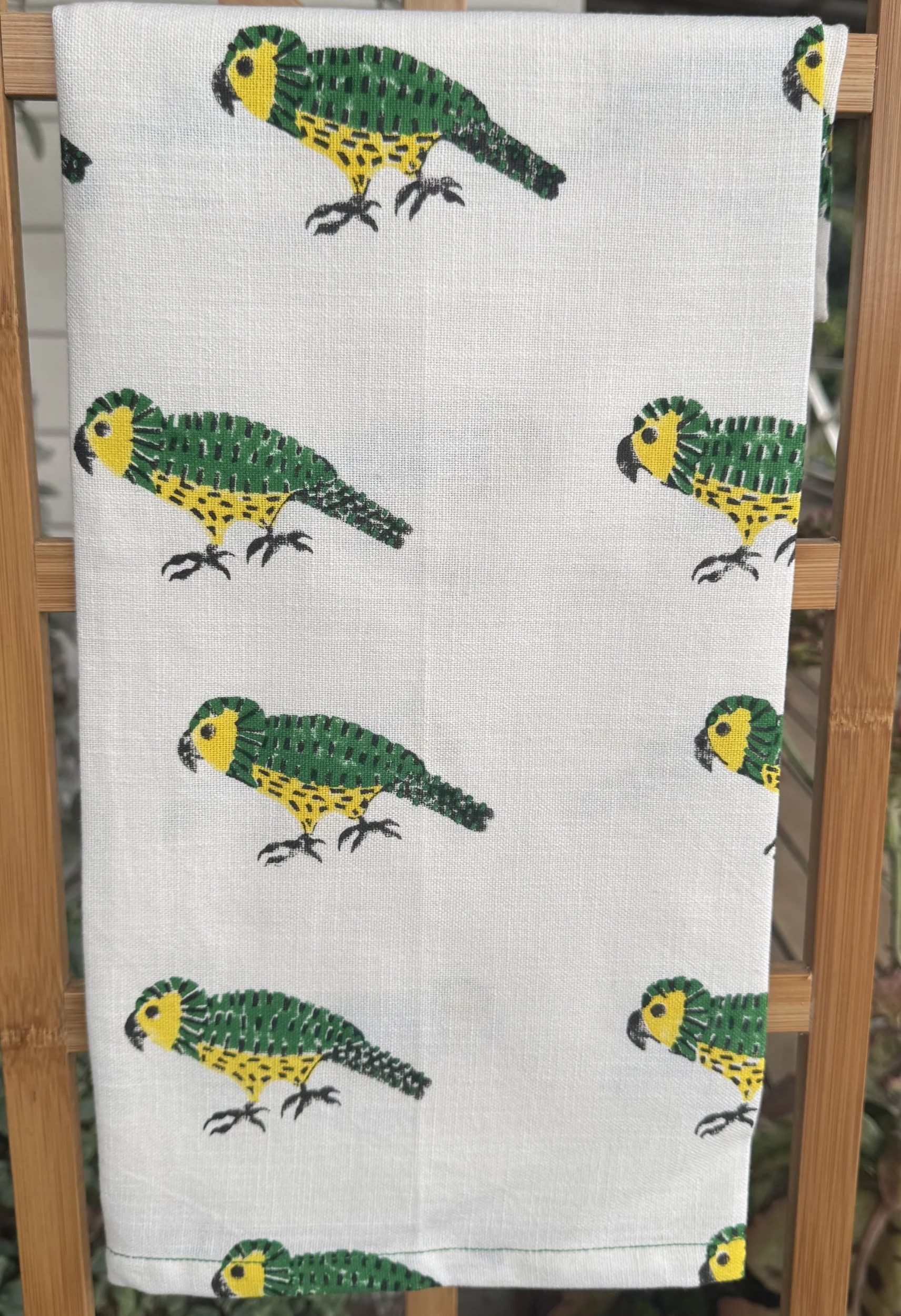 Kakapo Block Print Tea Towel