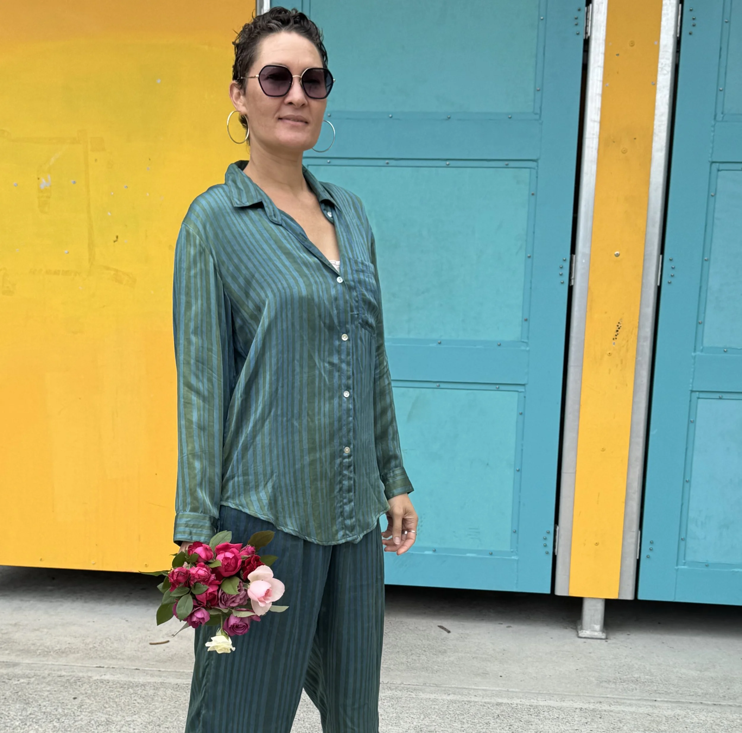 Green Striped Lounge Shirt