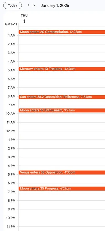 Daily view of ProLiner Calendar