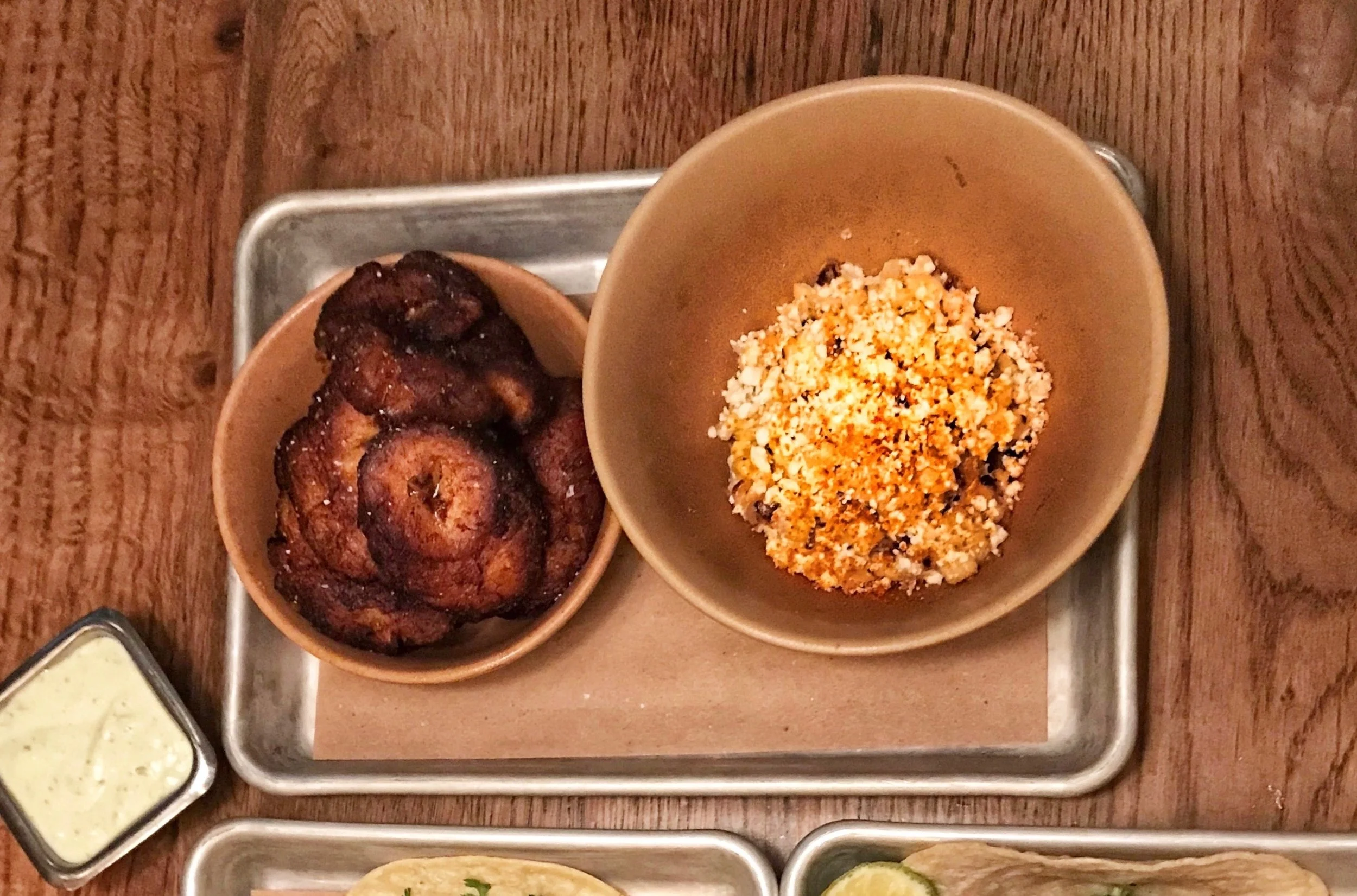 Left: Plantains Right: Grilled Corn 