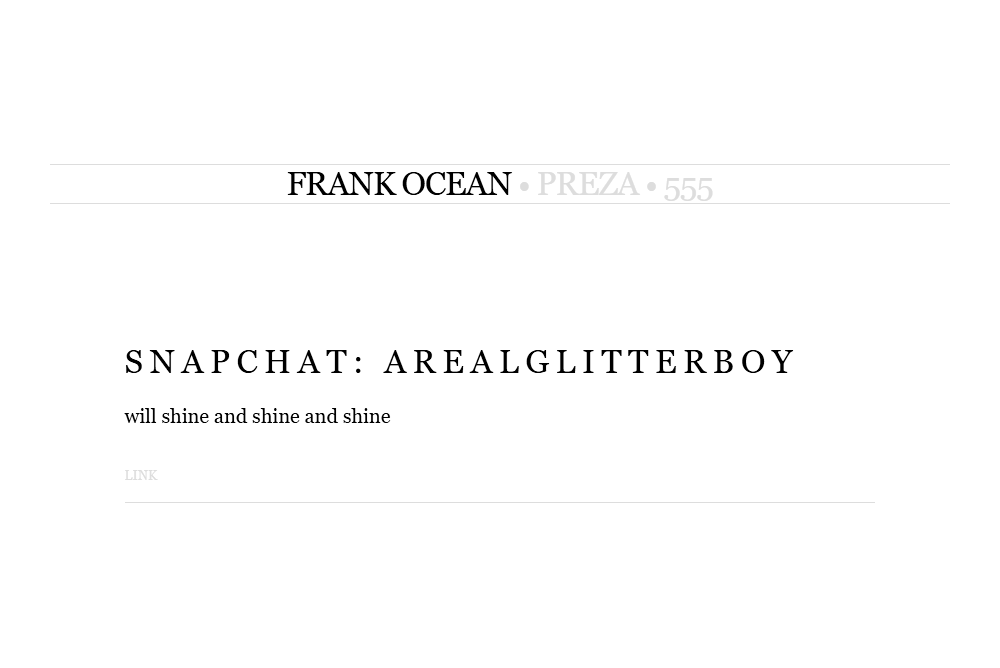 Frank Ocean creates Snapchat account @arealglitterboy