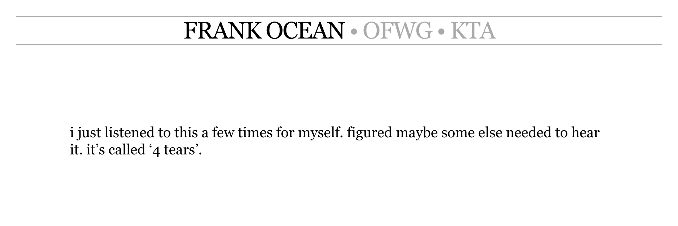 Frank Ocean - OFWG - KTA