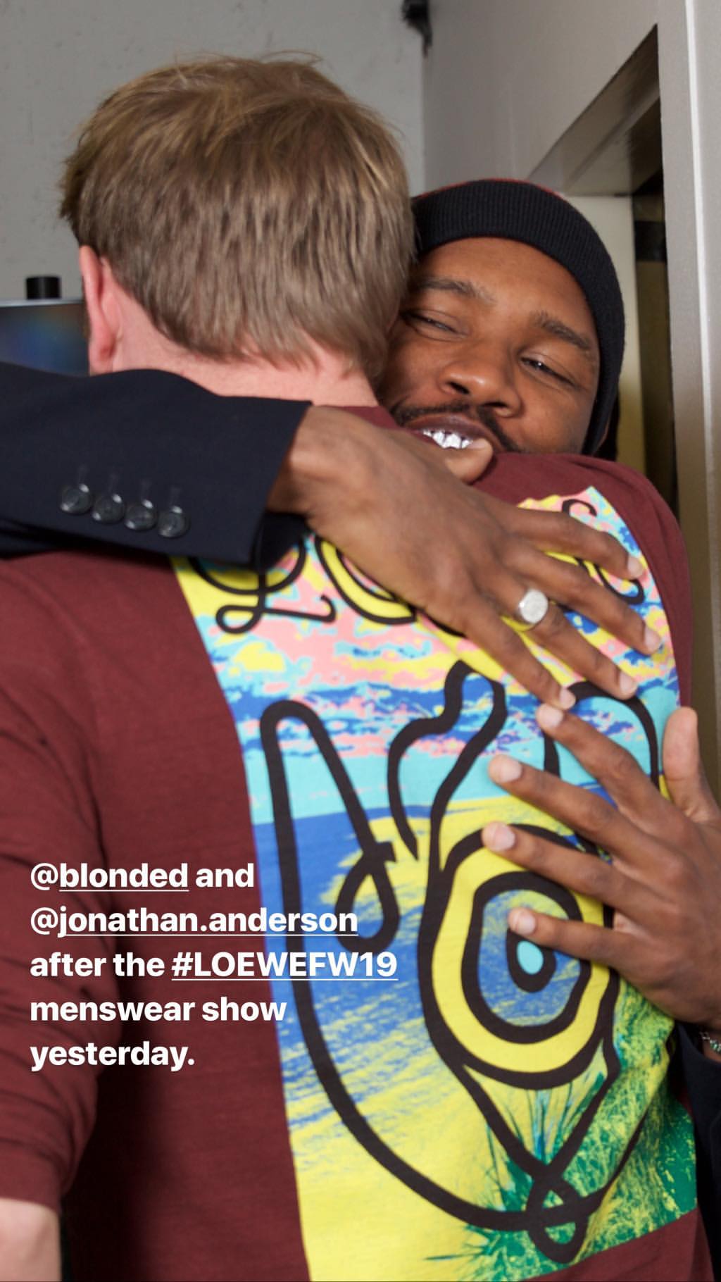 Hugging Jonathan Anderson