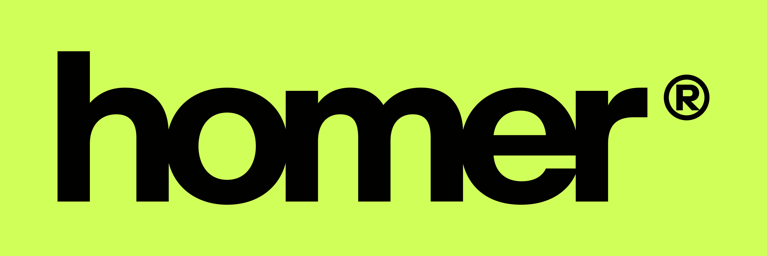 Homer logo and registered trademark. The logotype/wordmark features a modified version of Neue Haas Unica Bold.