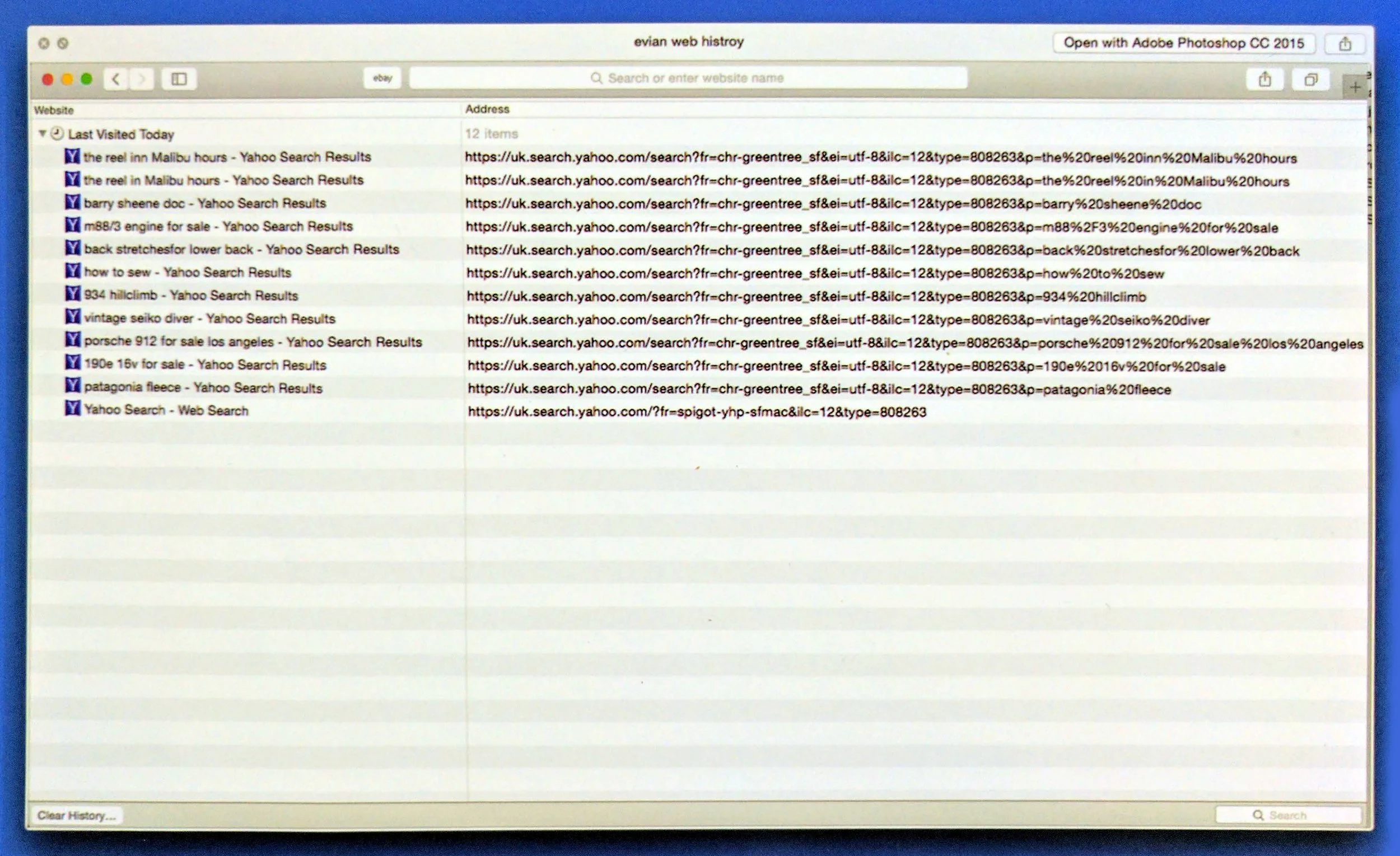 evian web history