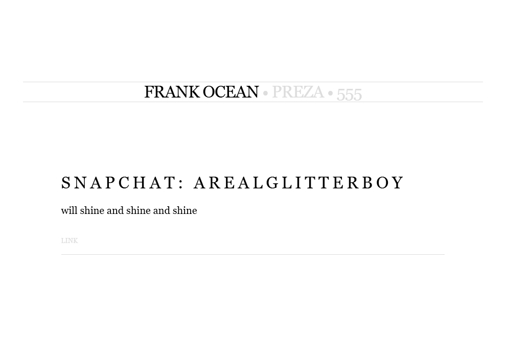 Frank Ocean creates Snapchat account @arealglitterboy