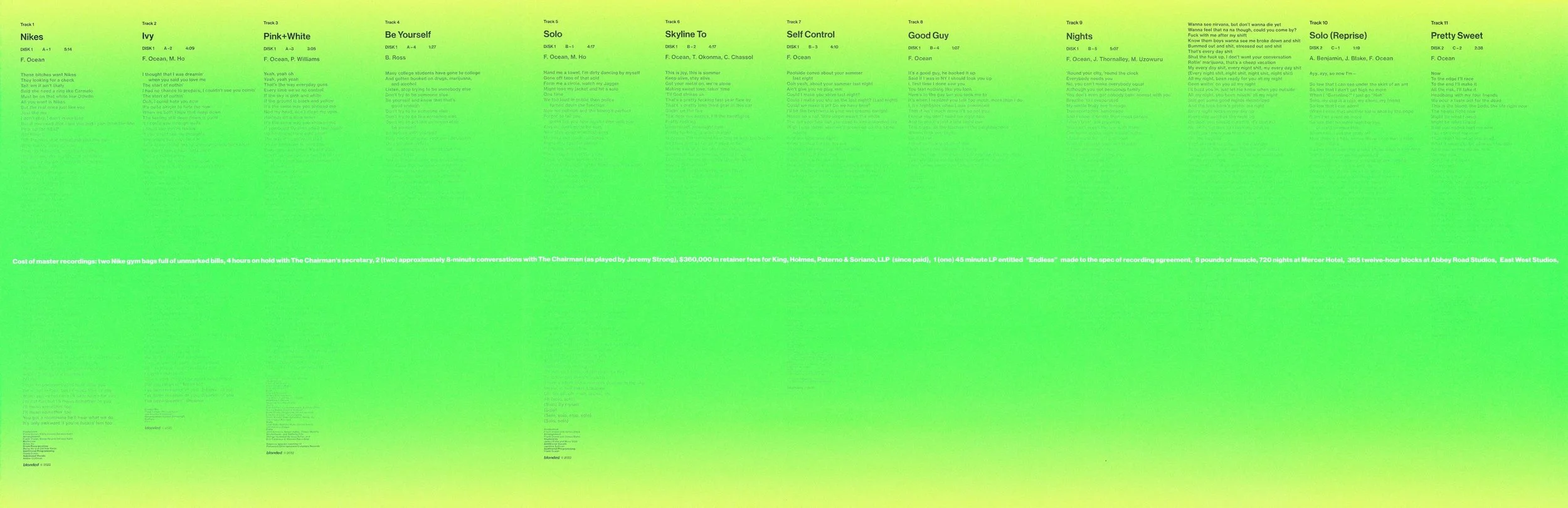 Frank Ocean reveals ‘Blonde’ lore on lyrics foldout