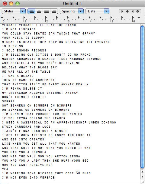 Frank Ocean posts lyrics for unreleased “Versace” remix
